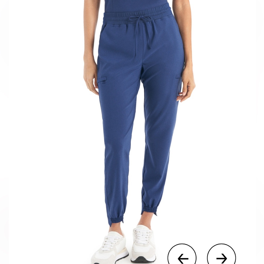 White Cross High Waisted/High Low Ankle Scrub Pant Navy - Picture 7 of 8